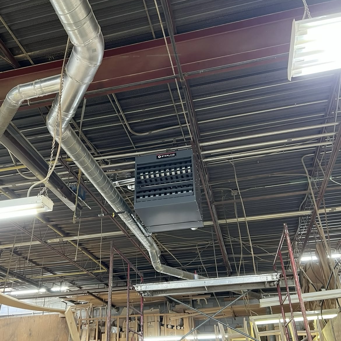 Metal ductwork and HVAC equipment inside a commercial space